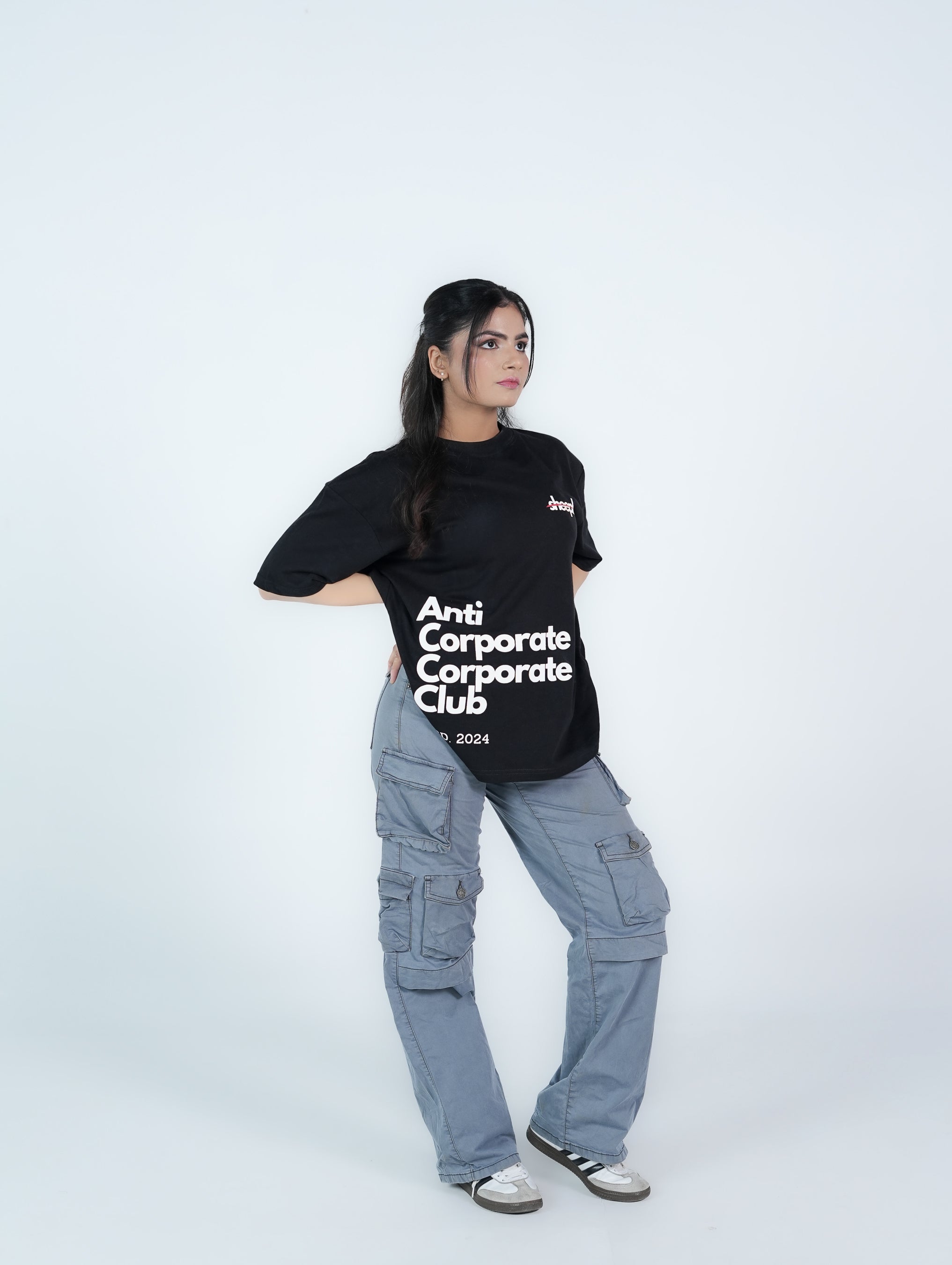ANTI-CORPORATE CORPORATE CLUB BLACK OVERSIZED T-SHIRT