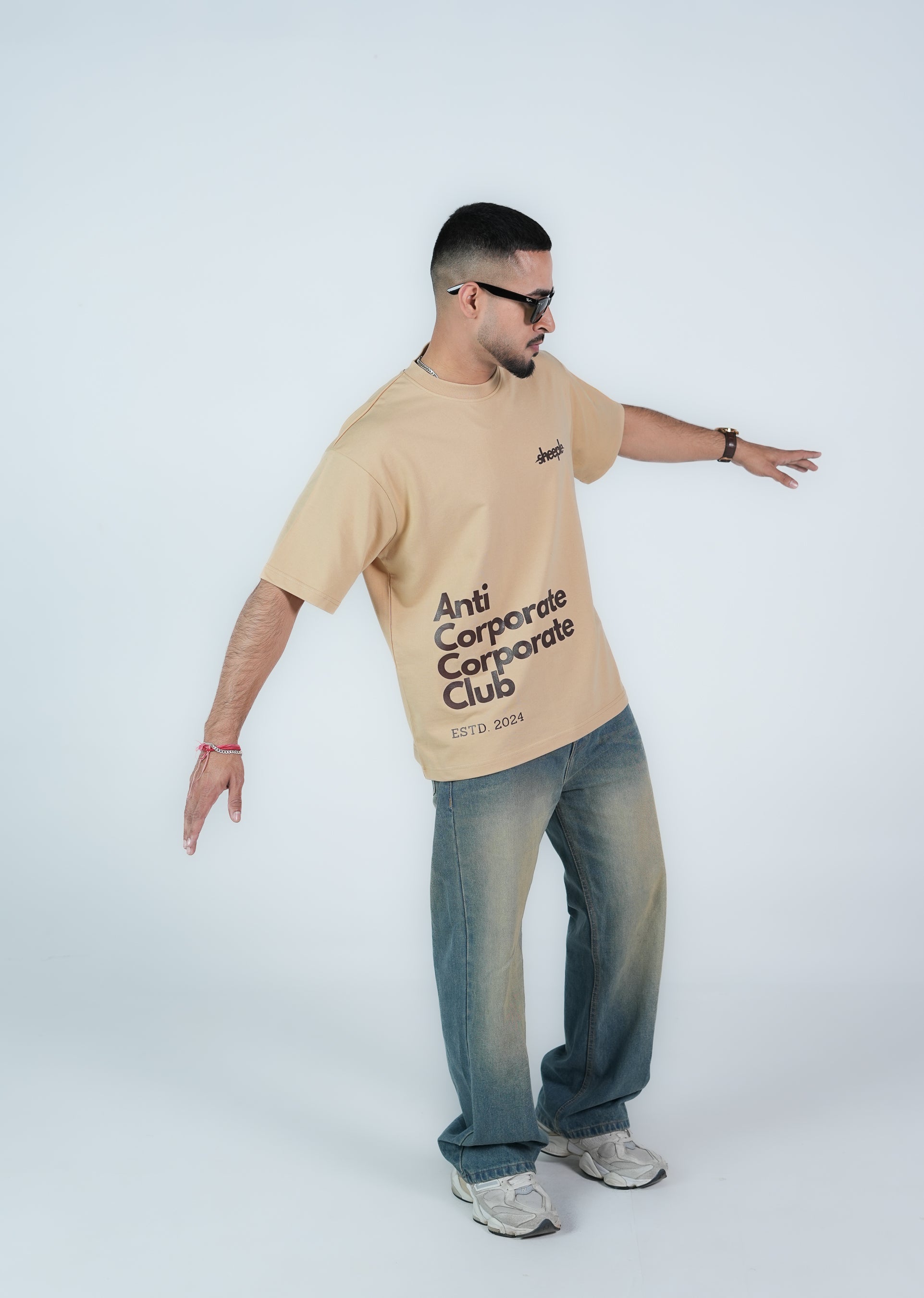 ANTI-CORPORATE CORPORATE CLUB BEIGE OVERSIZED T-SHIRT