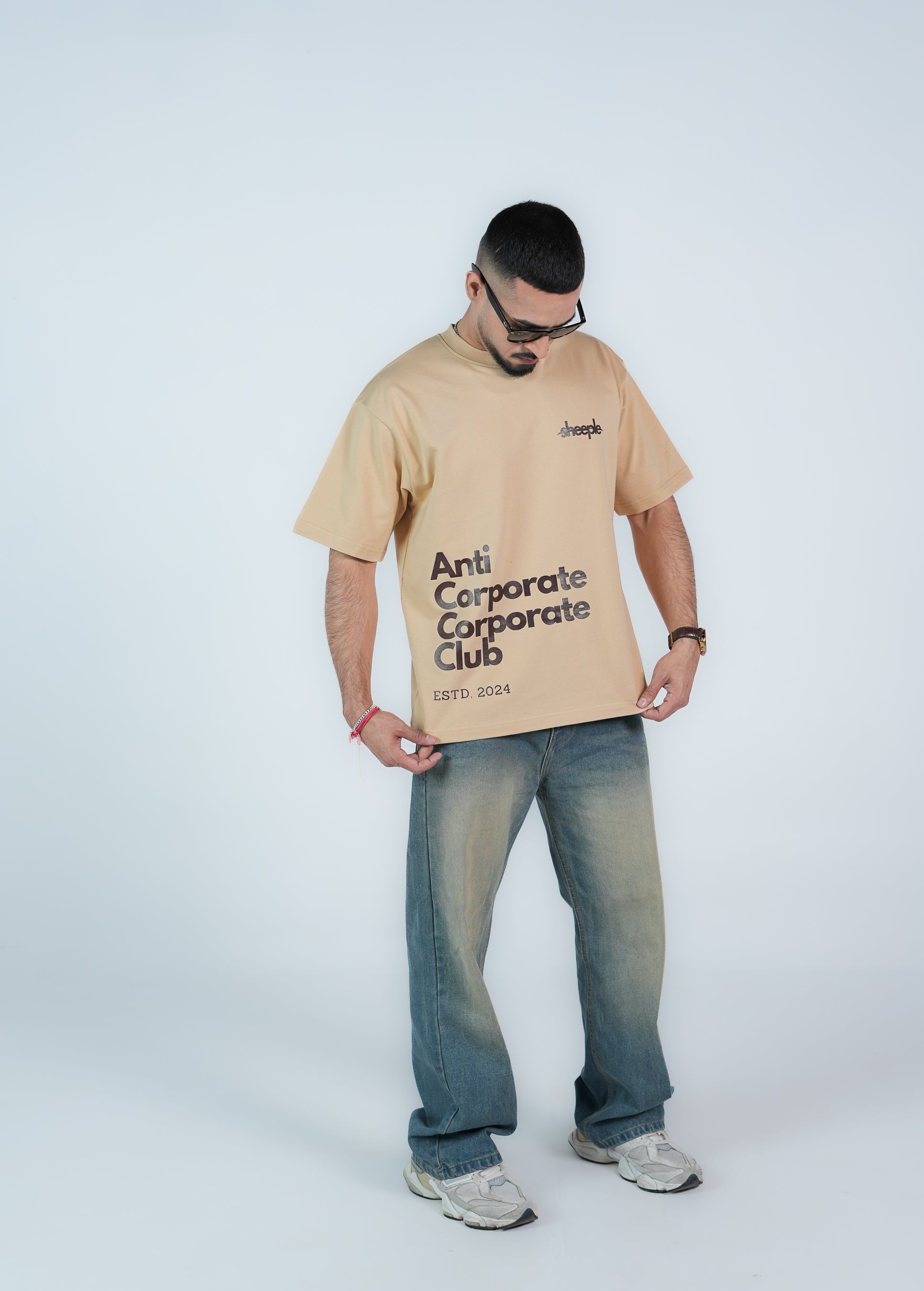 ANTI-CORPORATE CORPORATE CLUB BEIGE OVERSIZED T-SHIRT