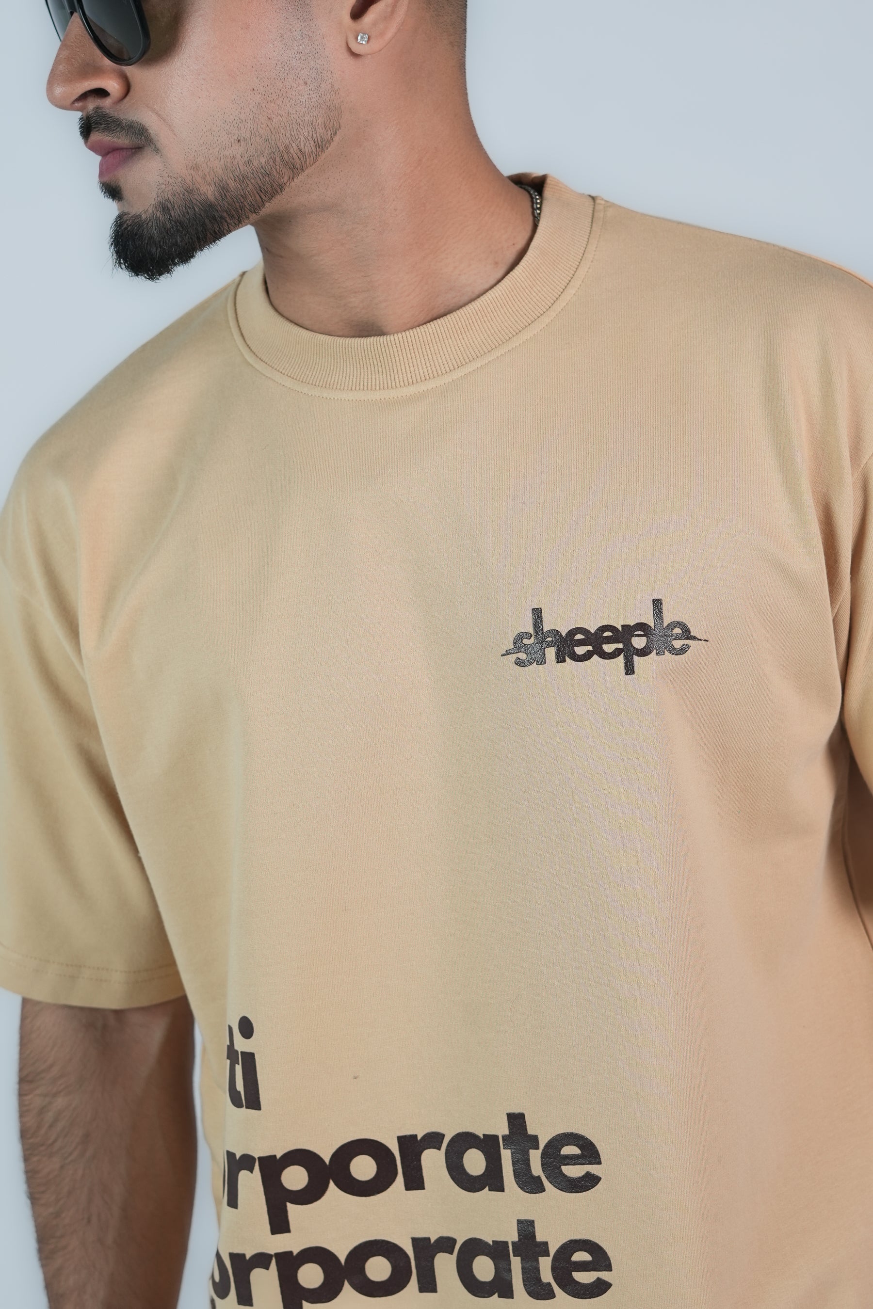ANTI-CORPORATE CORPORATE CLUB BEIGE OVERSIZED T-SHIRT
