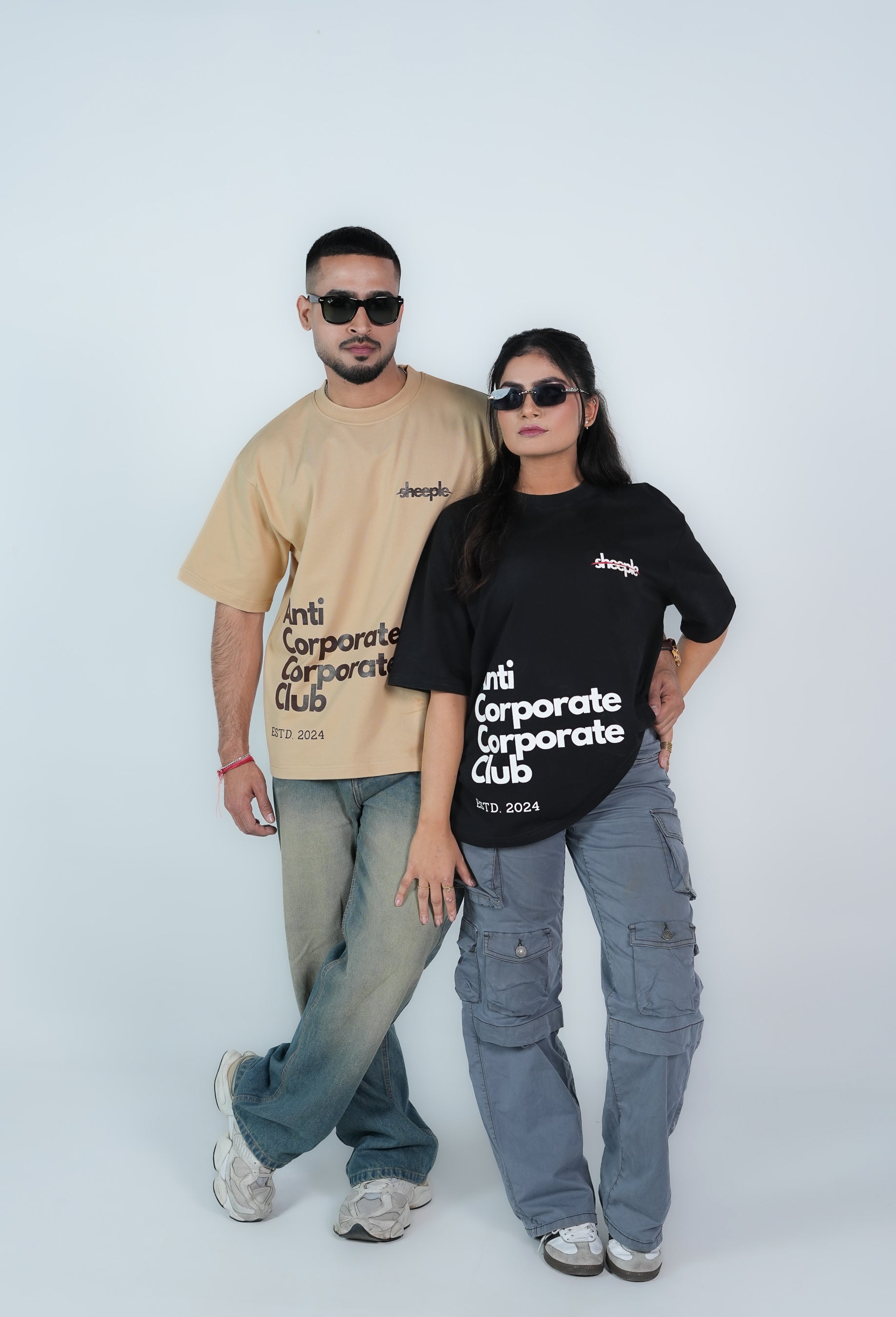 ANTI-CORPORATE CORPORATE CLUB BEIGE OVERSIZED T-SHIRT
