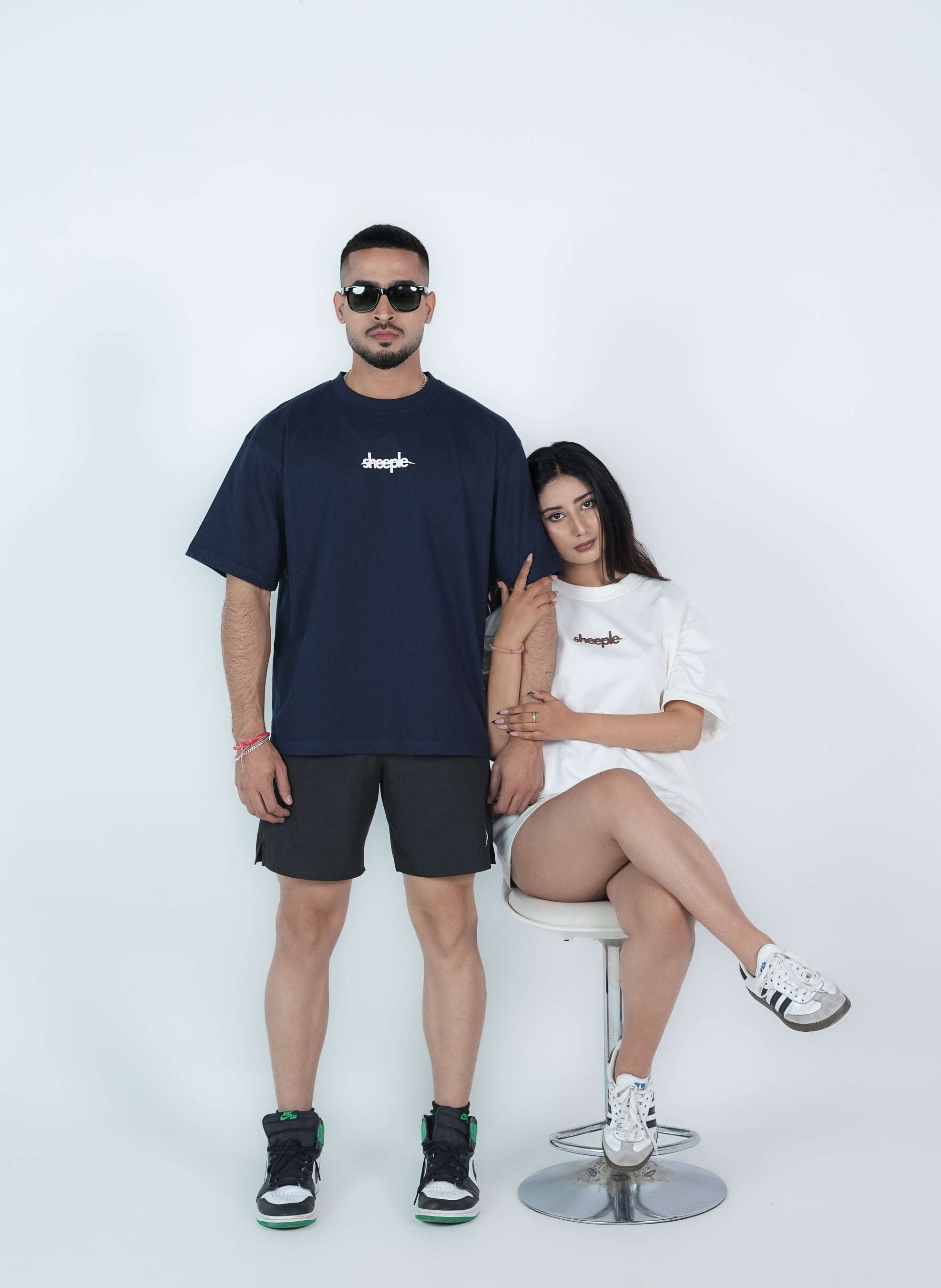 CHAI PEENE CHALOGE? DARK-BLUE OVERSIZED T-SHIRT