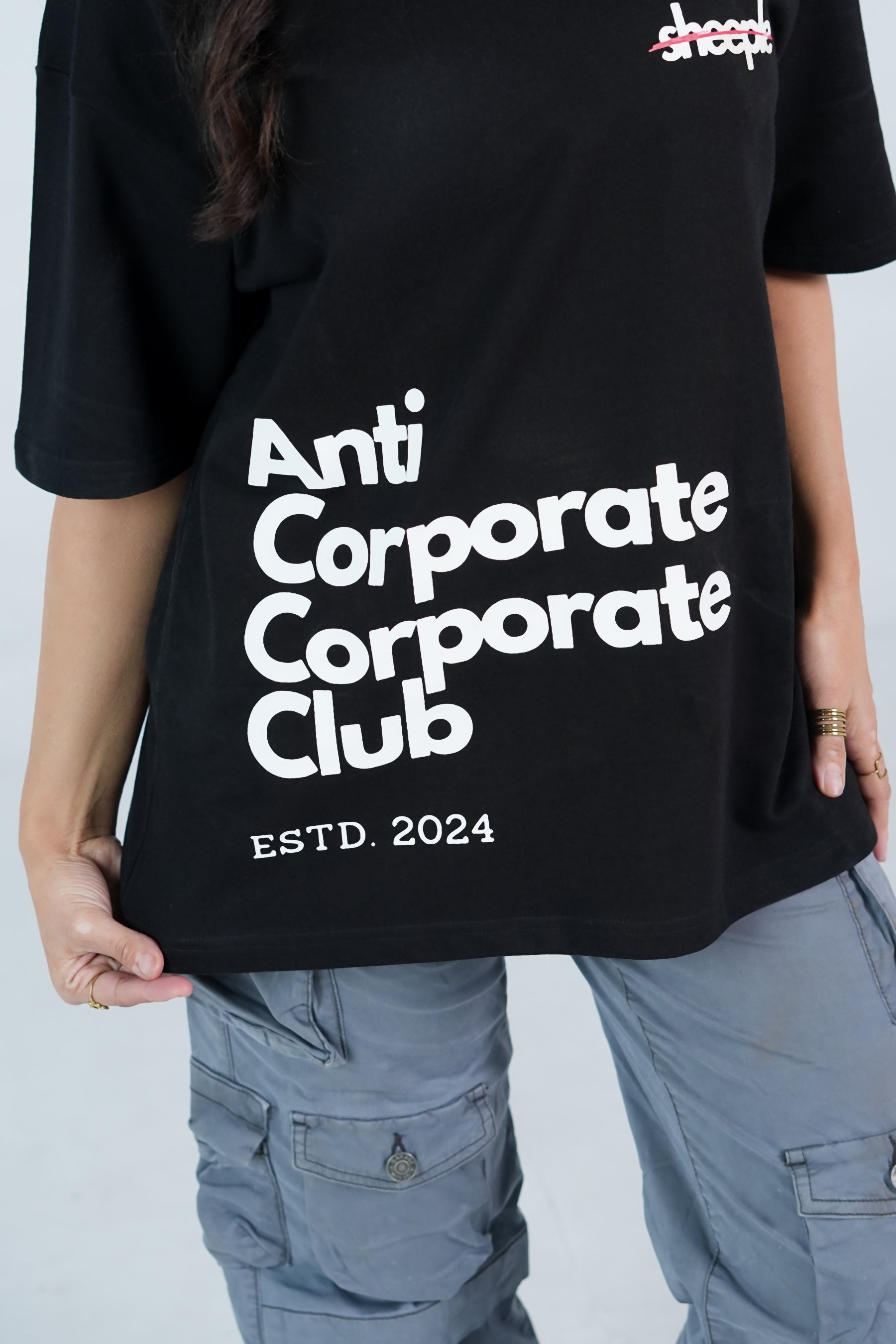 ANTI-CORPORATE CORPORATE CLUB BLACK OVERSIZED T-SHIRT