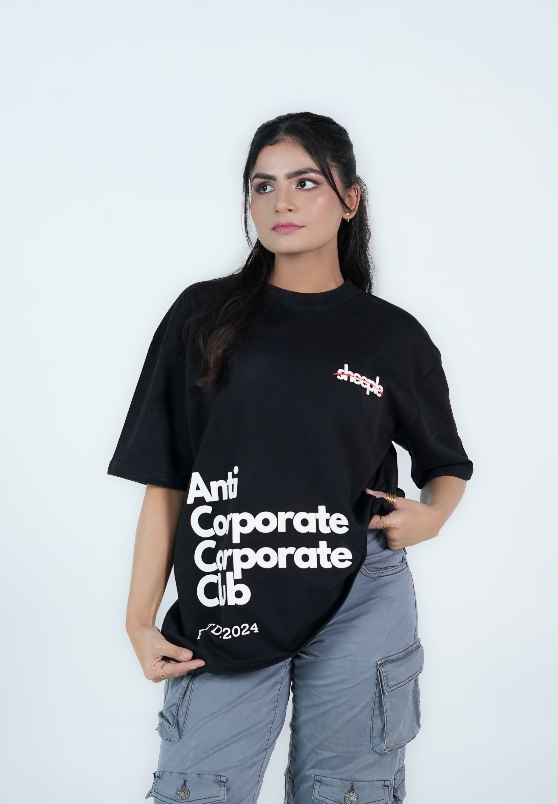 ANTI-CORPORATE CORPORATE CLUB BLACK OVERSIZED T-SHIRT